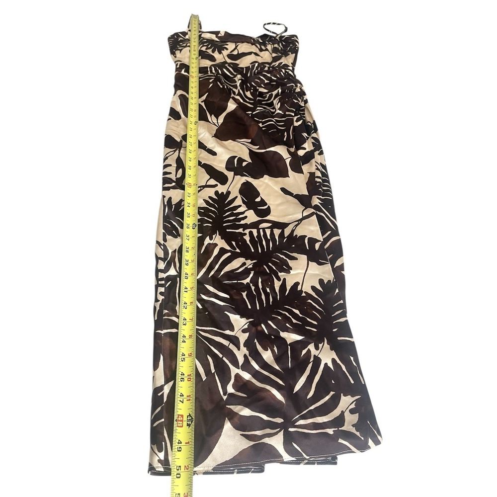 NWT Nicholas Chocolate Brown Skyler Draped Satin Midi Dress Sz 4 Tropical Resort - Picture 14 of 15